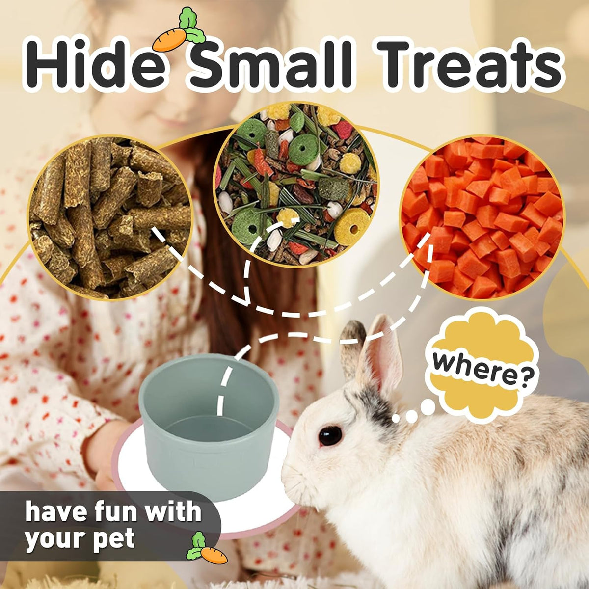 Close up view of the small holes at the bottom of the plastic rabbit nesting cups designed for treat scent escape.