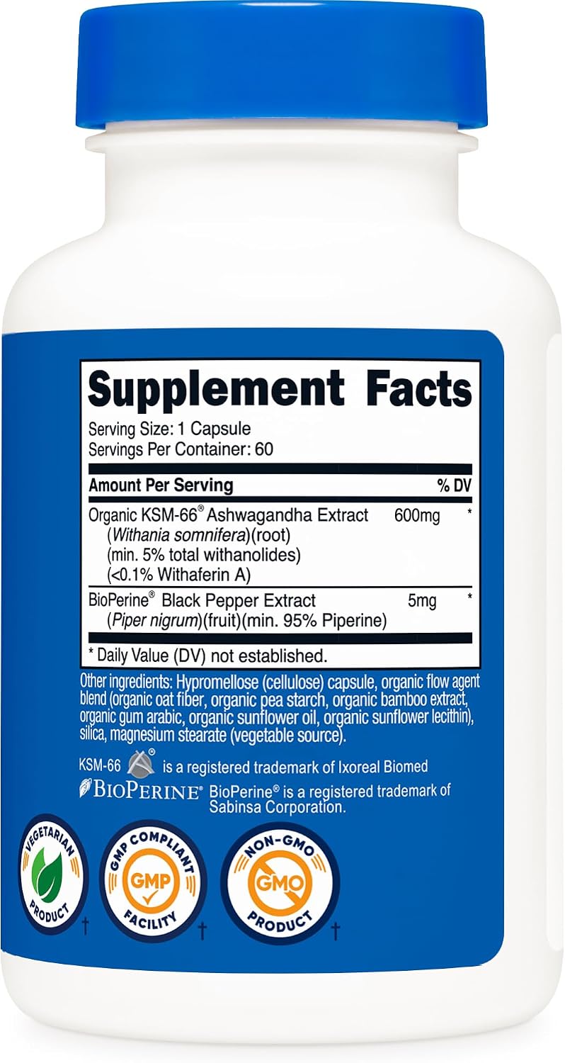 Nutricost KSM-66 Ashwagandha Root Extract (600mg) 60 Capsules - Image 5