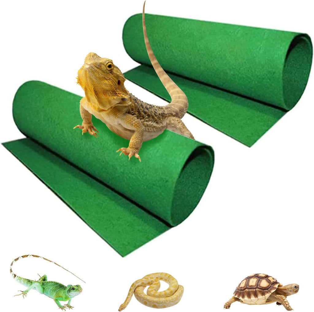 Tfwadmx reptile carpet front view showing two green terrarium liner mats