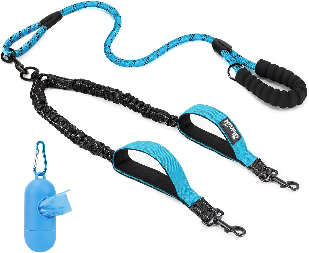 Lukovee Double Dog Leash, No Tangle 360 degrees Swivel Heavy Duty Reflective Lead with Two Padded Handles Dual Dog Splitter, Comfortable Shock Absorbing Walking Training for Small Medium Large Dogs(Blue,M) - Image 12