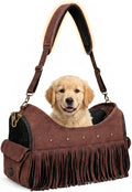 PetAmi designer dog carrier purse front view with fringe