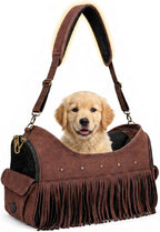 PetAmi designer dog carrier purse front view with fringe