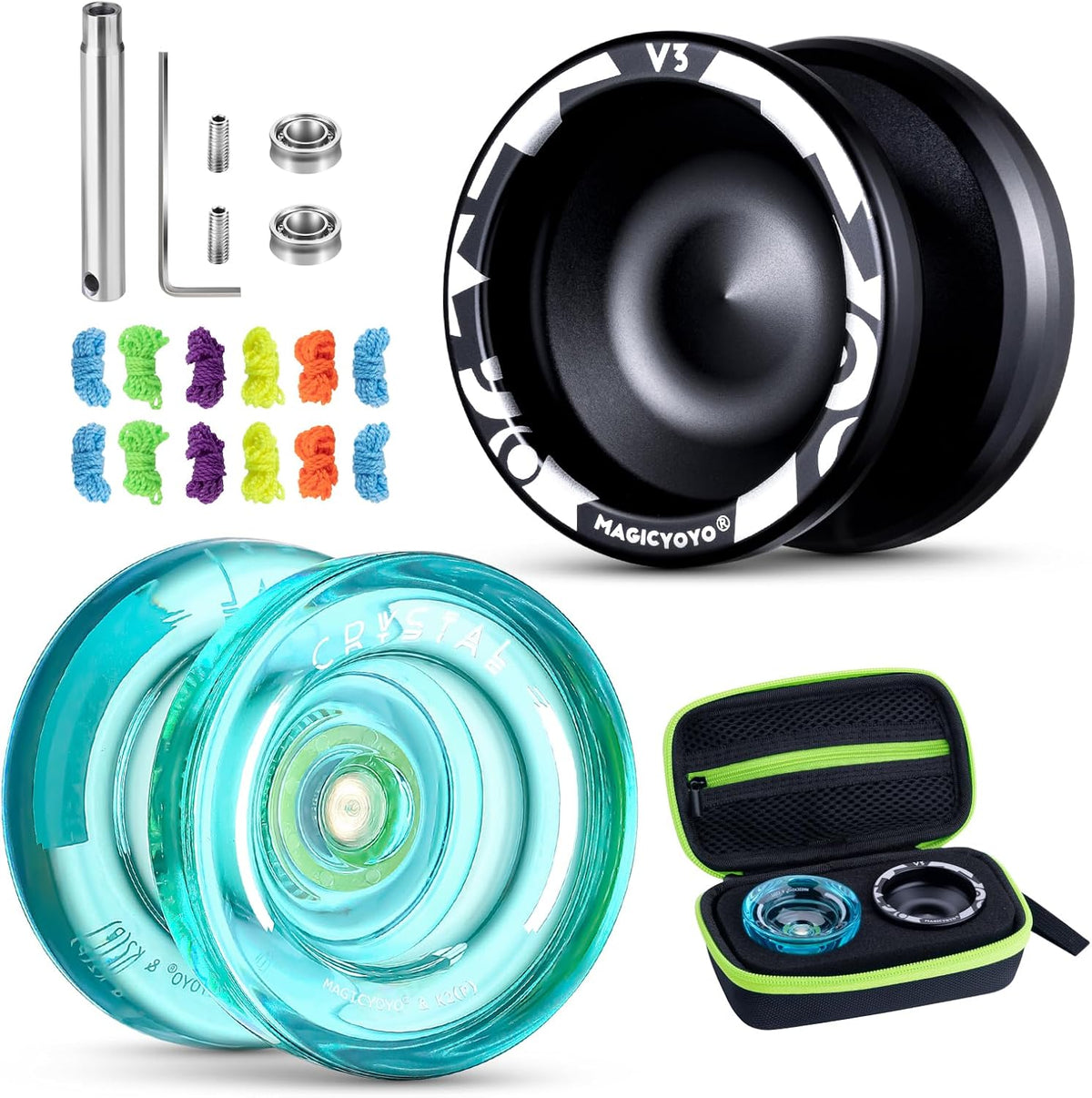 MAGICYOYO Crystal Yoyo K2 Pack of 3, Professional Responsive Yoyo for Kids Beginner, Dual Purpose Yoyos Replacement Unresponsive Bearing for Adults/Advanced+18 Strings+Remover Tool (Crystal Gradient) - Image 13