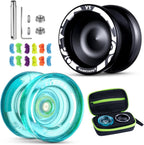 MAGICYOYO K2 Crystal Yoyo 2 Pack, Professional Responsive Yo Yo for Kids Beginner, Dual Purpose Yo yo with Unresponsive Bearing for Advanced +12 Yo-yo Strings+2 Holes Case(Gradient+Black) - Image 12