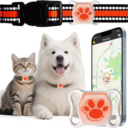 BONSO Pet GPS Tracker front view showing the sleek waterproof smart locator design on a dog collar.