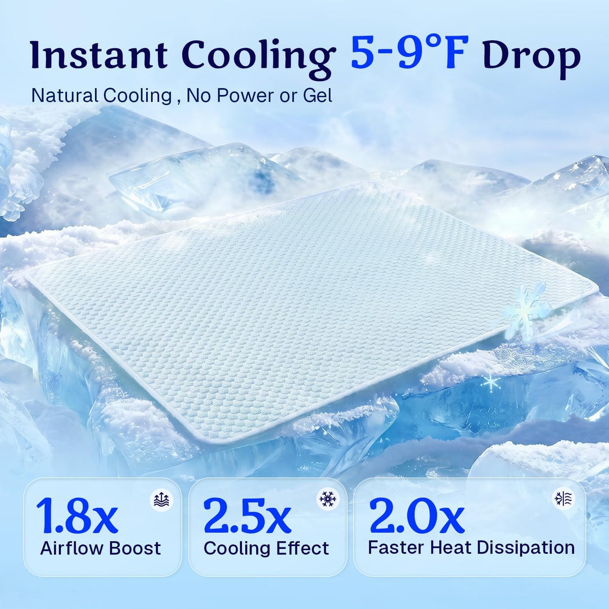 Premium imported self cooling pet pad placed inside a dog crate.