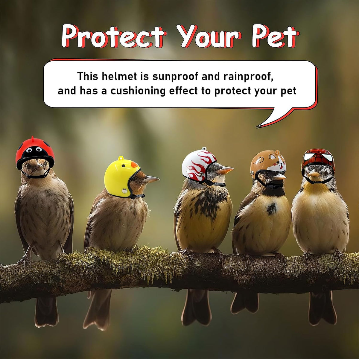 Close up of small animal safety headwear highlighting ventilation holes and aerodynamic shape