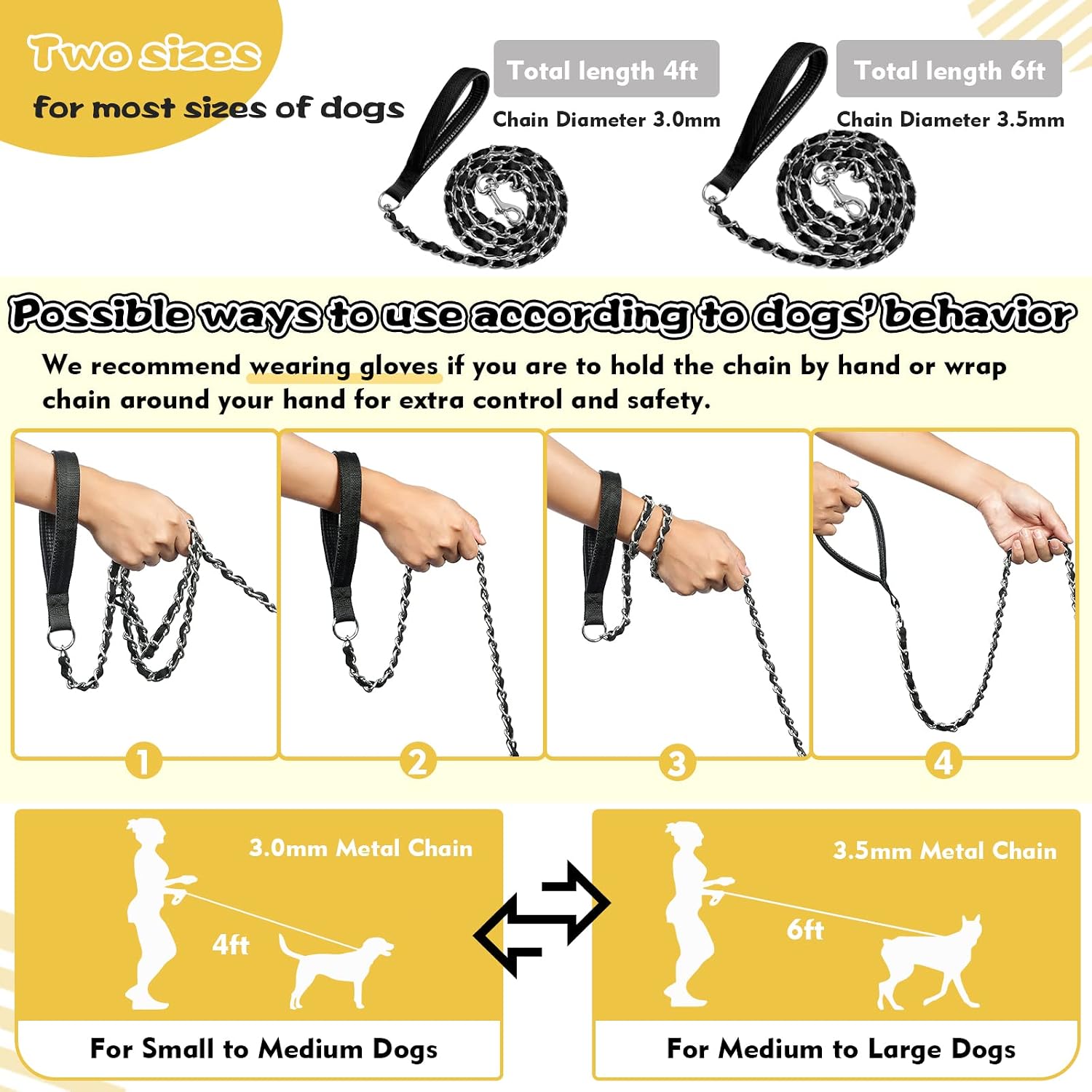 LUFFWELL premium imported black dog leash with 1000D nylon protective sleeve