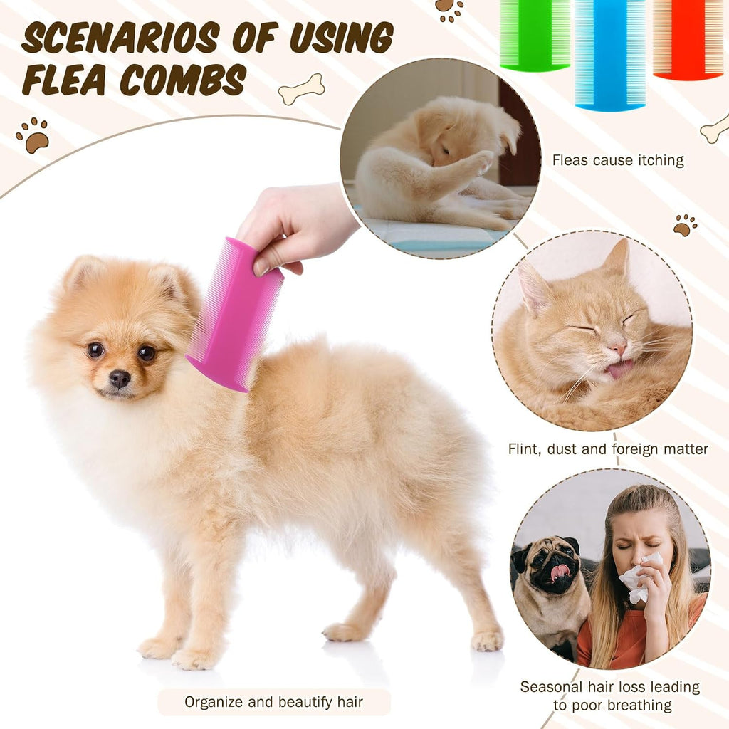Hushee colorful kitten flea comb showing fine teeth density variation