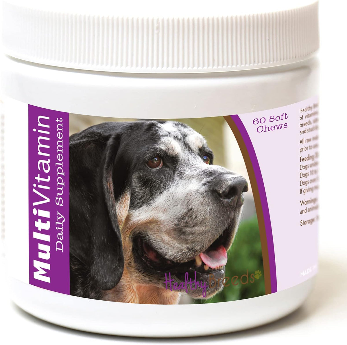 Healthy Breeds dog health supplement nutritional information back label