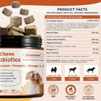 Zebora dog gut health supplement chews with pumpkin and fish oil for itchy skin relief.