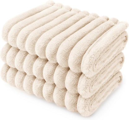 LINENLUX 1 Pack 3 Soft Fleece Dog Blanket for Pet Washable Warm Cat Puppy Fluffy Calming Flannel Beige/Pink/Grey Small - Image 9