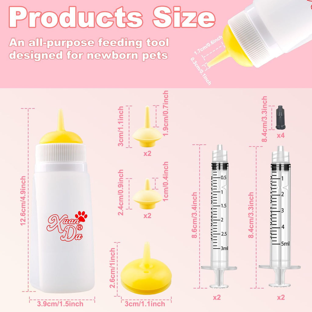 Xuanda pet nursing bottle with medium yellow silicone nipple and anti choke ventilation valve