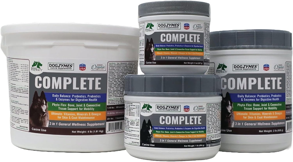 Dogzymes Complete 3-in-1 powder joint and coat supplement for dogs