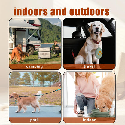 Compact portable silicone pet dish showing durable flexible material.