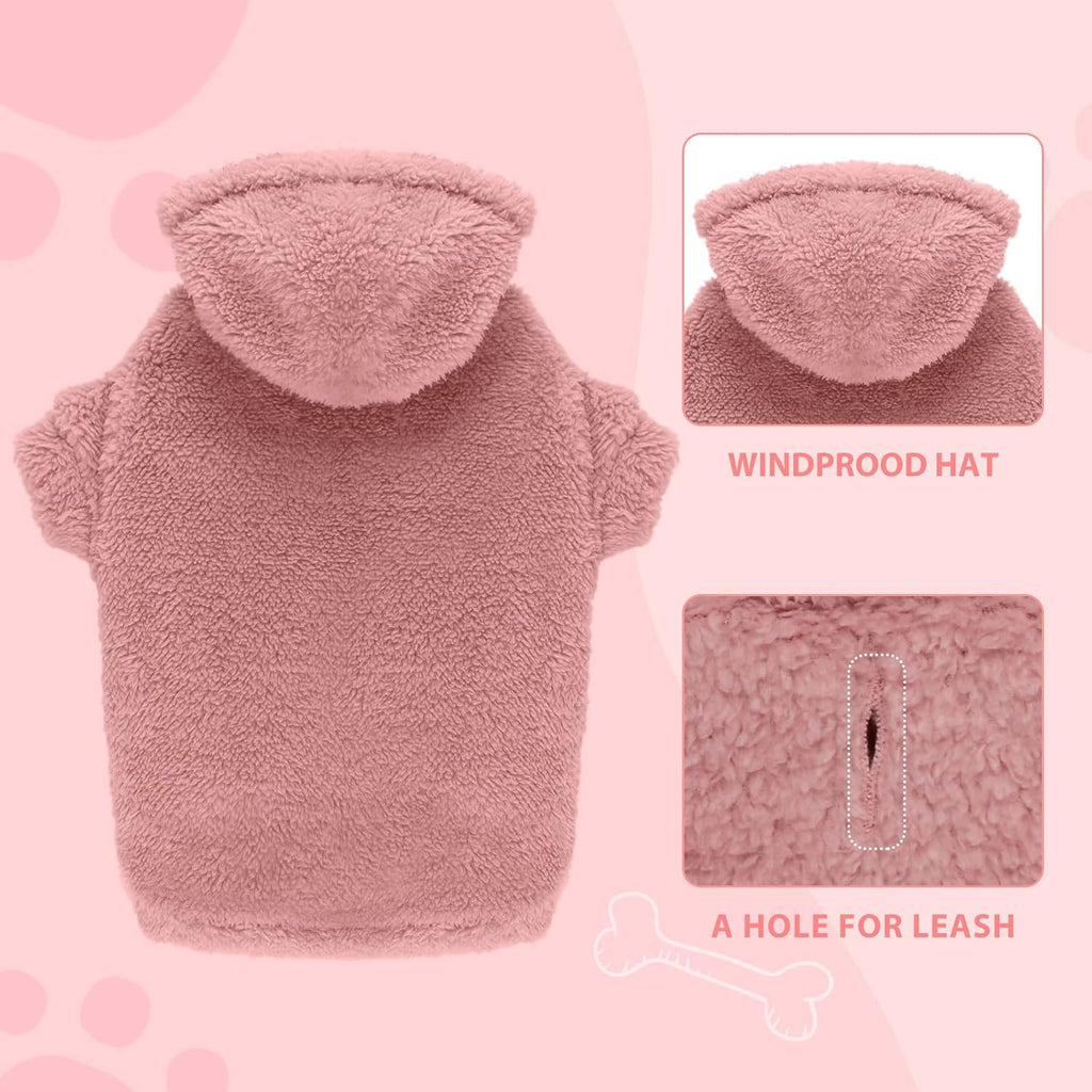 Warm soft pet coat with hood and stretchy cuffs