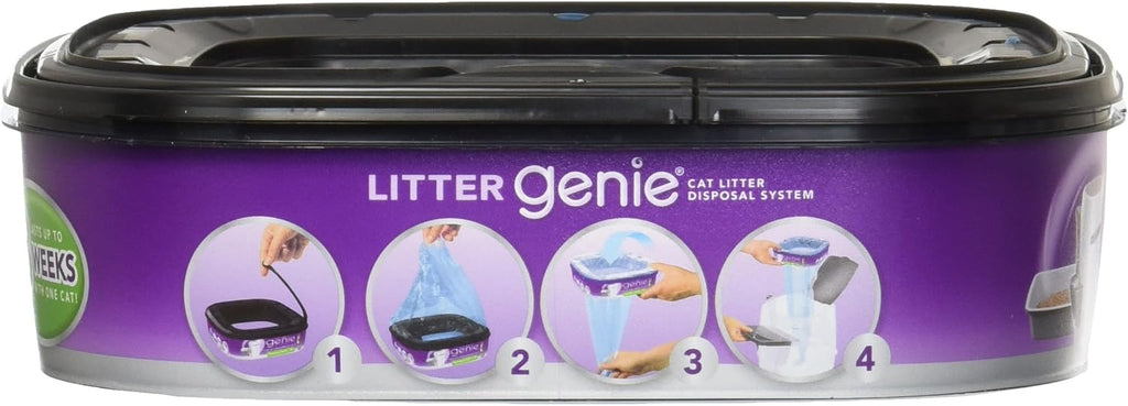 Litter Genie standard refill purple packaging showing multi-layer odor barrier film