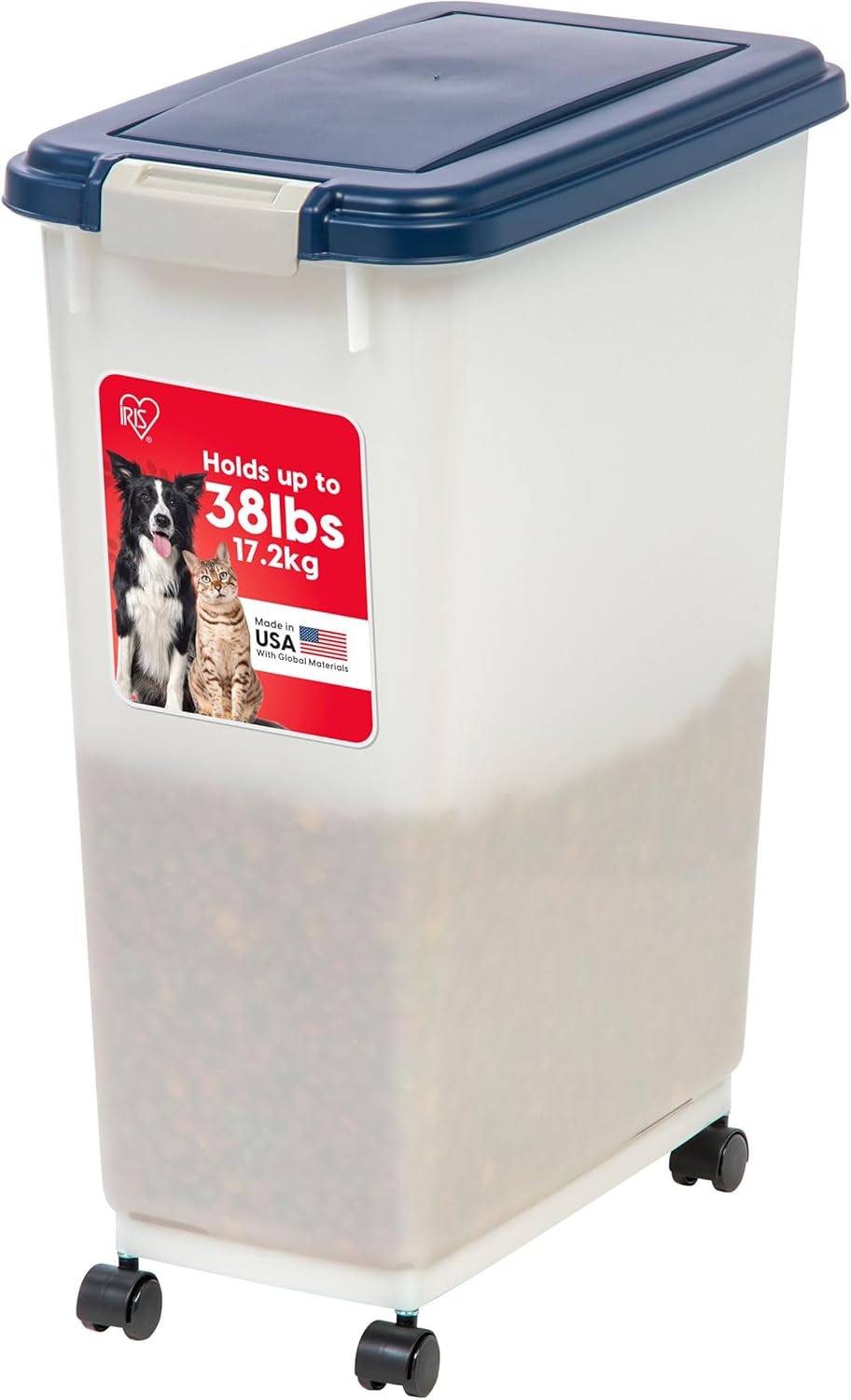 IRIS USA Dog Food Storage Container, 2 Pack, Up to 30 lbs Each, Airtight Seal for Freshness, Wheels for Rolling, Easy One Hand Opening, Made in USA, BPA Free, Clear/Black - Image 15