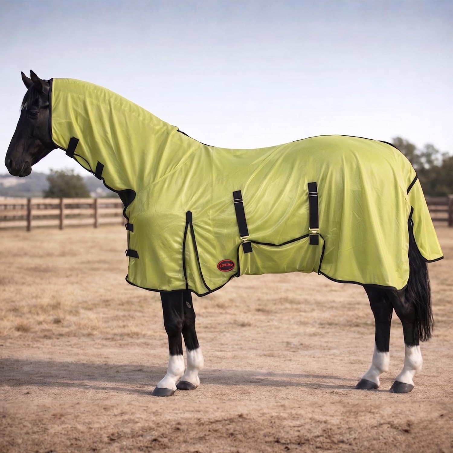 RESISTANCE Horse Fly Sheet with Neck Cover & Belly Wrap, Lightweight Breathable UV Protection Fly Sheet for Horses, Silver, Sizes 68"- 82" (Turquoise, 80") - Image 11