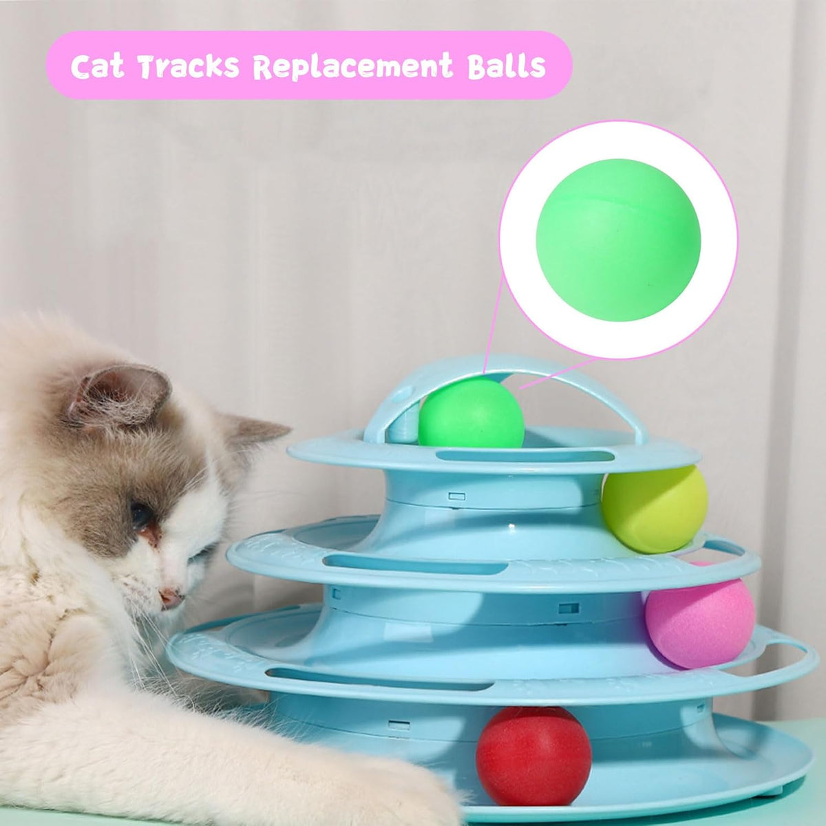 Variety of soft pom-pom balls for kitten exercise