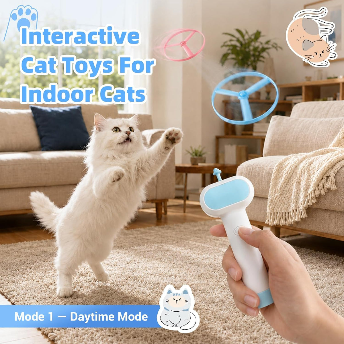 Cat Fetch Toy with Flying Disc Launcher, Rechargeable & Large-capacity - Image 5