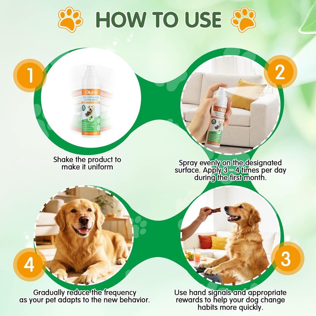 Using dog repellent spray on furniture to prevent chewing