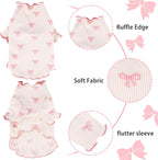Yoolhamy breathable ribbed fabric pet outfit with bowknot print details