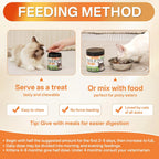 Close up of the USA imported Puyrzoe cat chewable supplement container focusing on the 6 strain probiotic blend.