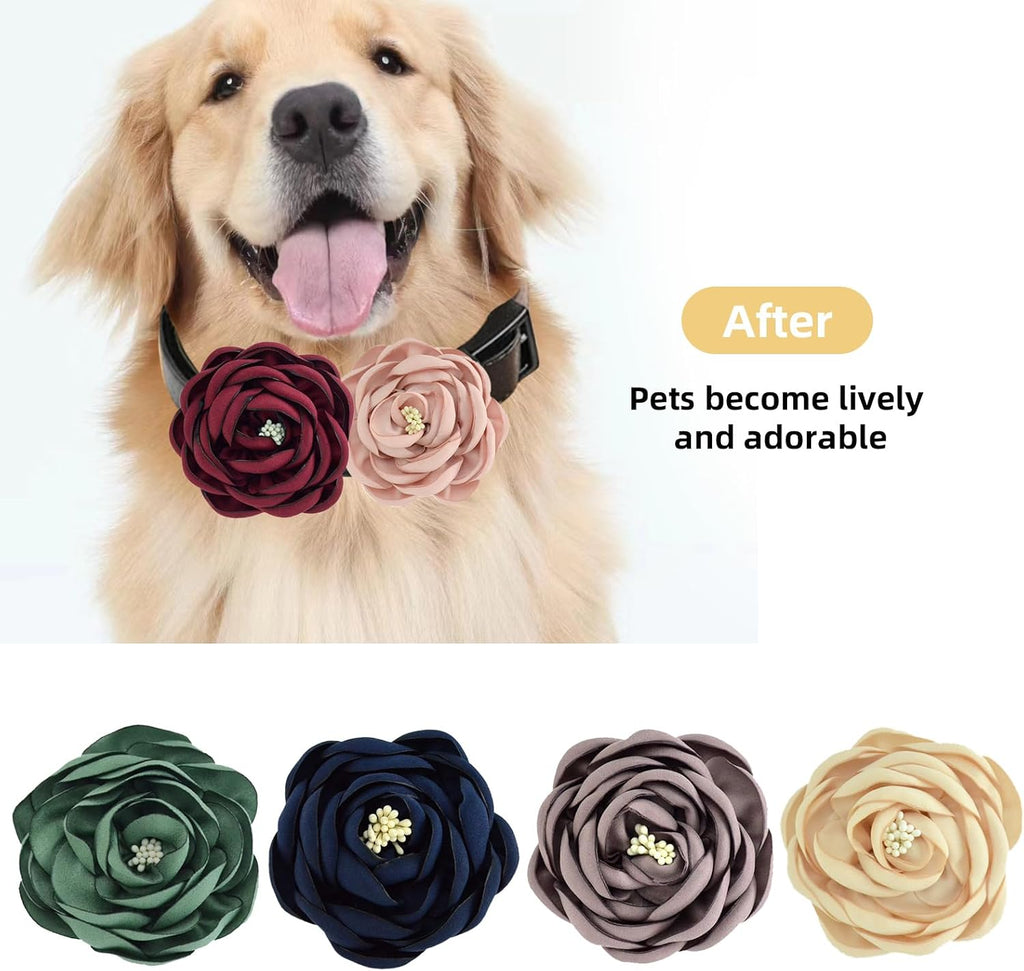 Assorted vibrant colored chiffon floral accessories for small and large pet grooming