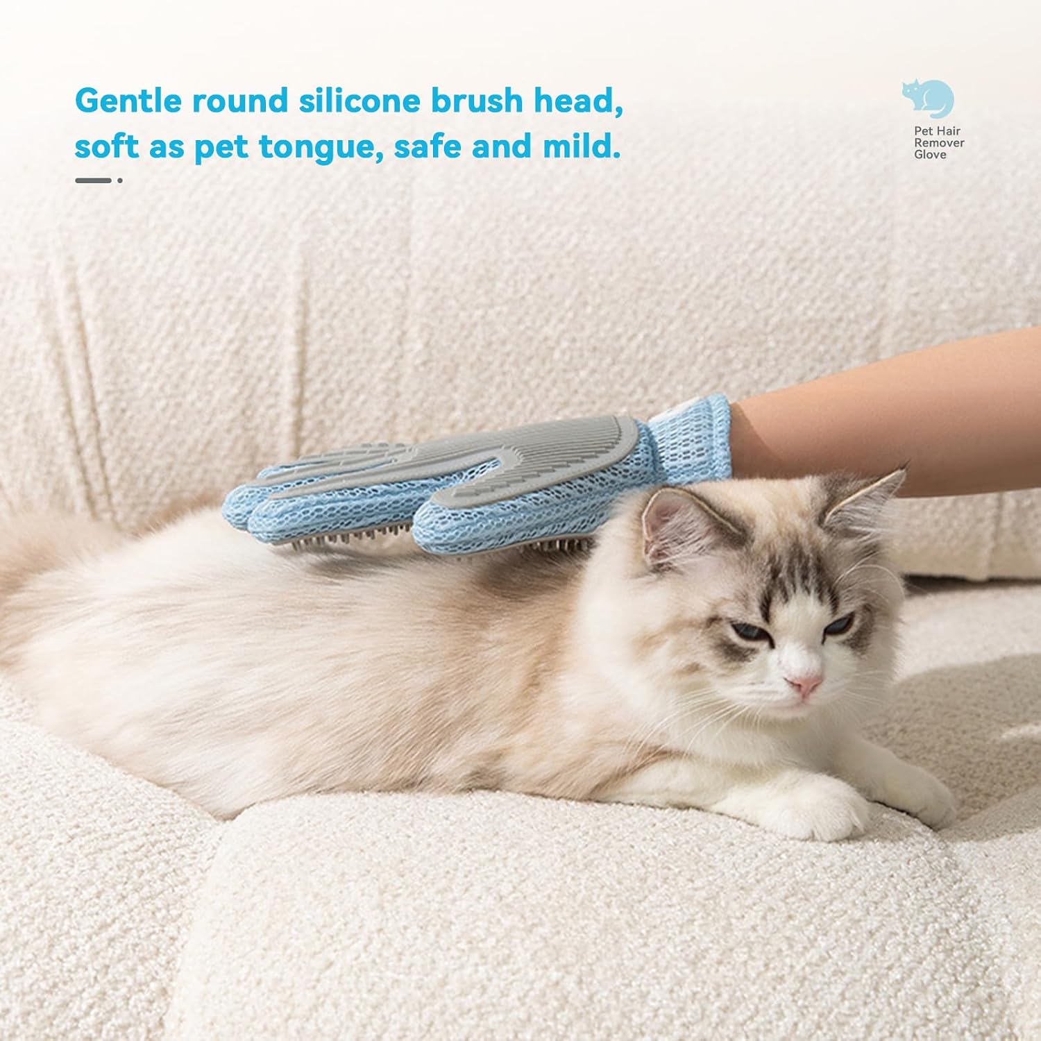 Soft silicone nodules side of double sided pet grooming glove