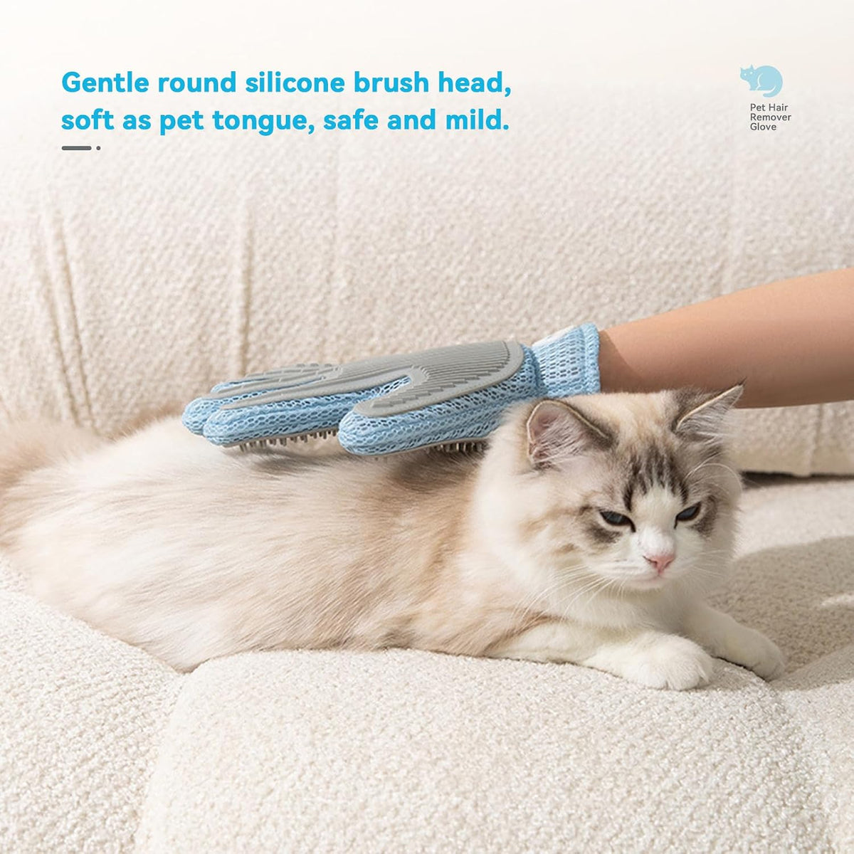 Soft silicone nodules side of double sided pet grooming glove