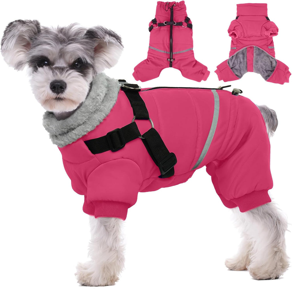 BRKURLEG Purple Dog Coat with Harness, Dog Winter Jacket, Dogs Onesie Body Warm Jackets, Small Dogs Winter Coats Reflective Windproof Warm Cold Weather Coats, Pet Waterproof Jackets, M - Image 11