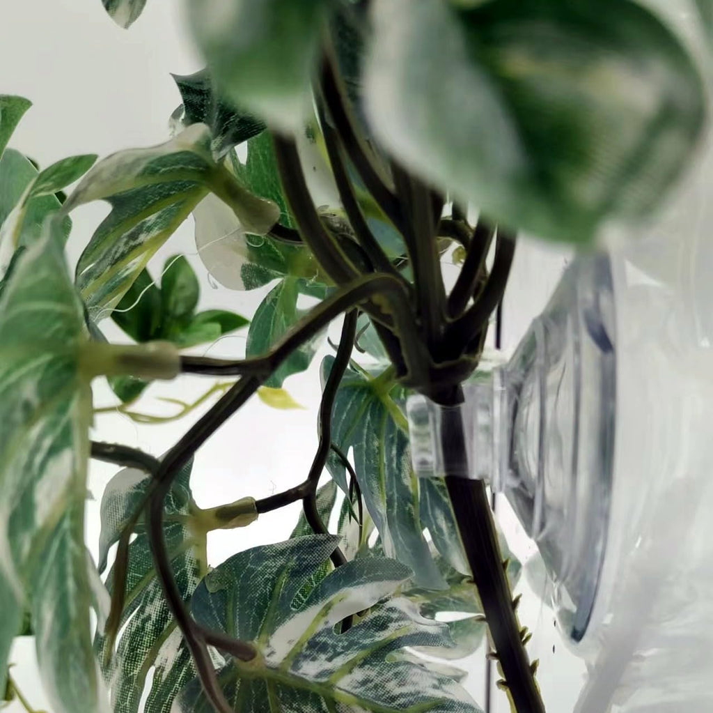 Close-up of plastic foliage texture for bearded dragon tanks