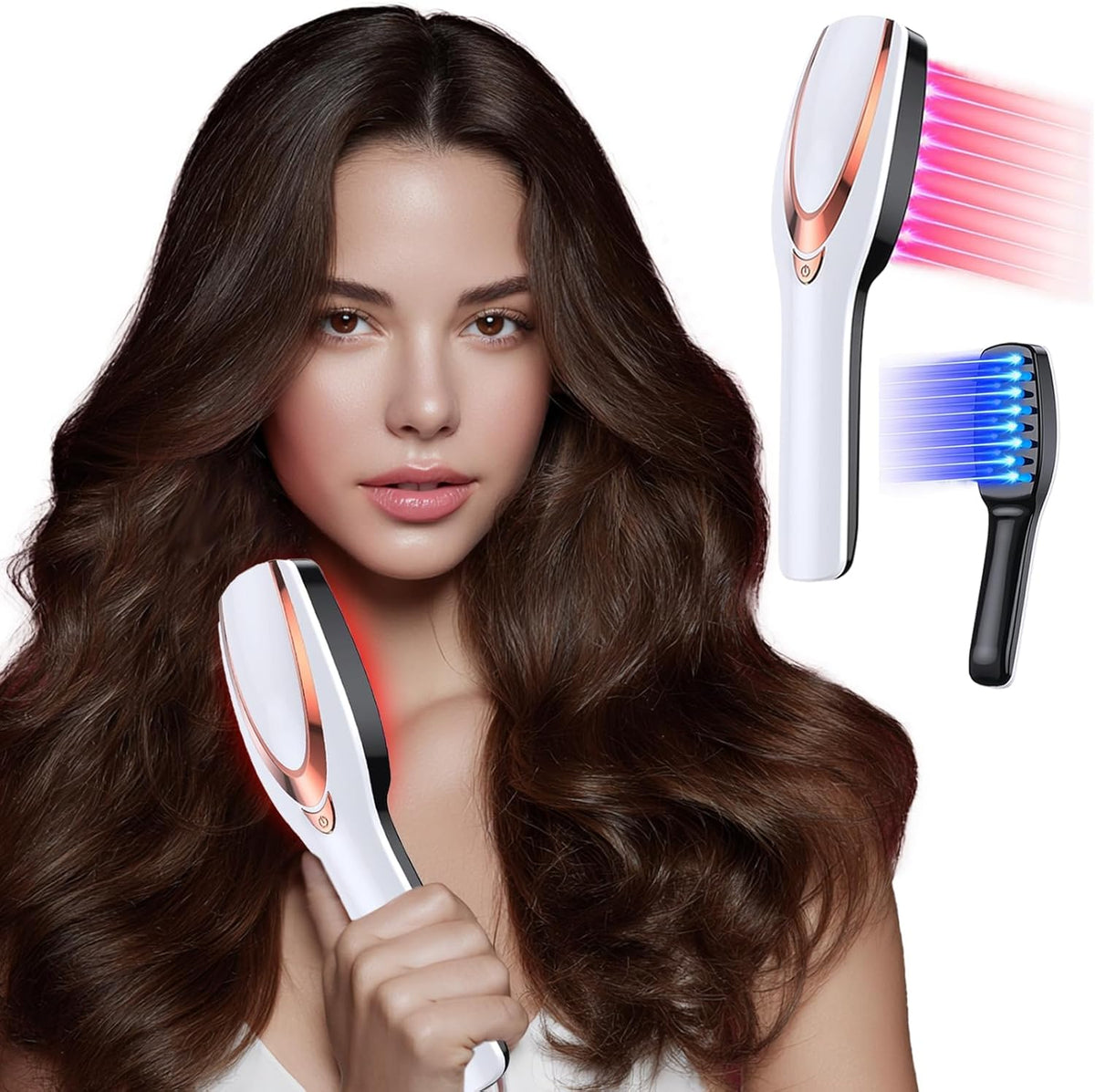 Lucario Tmosso laser therapy hair growth comb front view showing LED lights