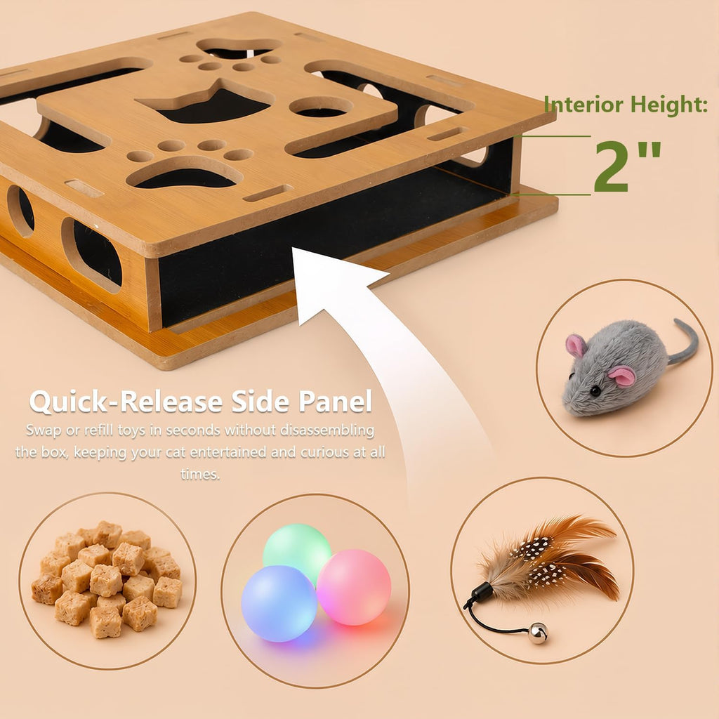 Luampo wooden cat scratching maze quick release panel detail