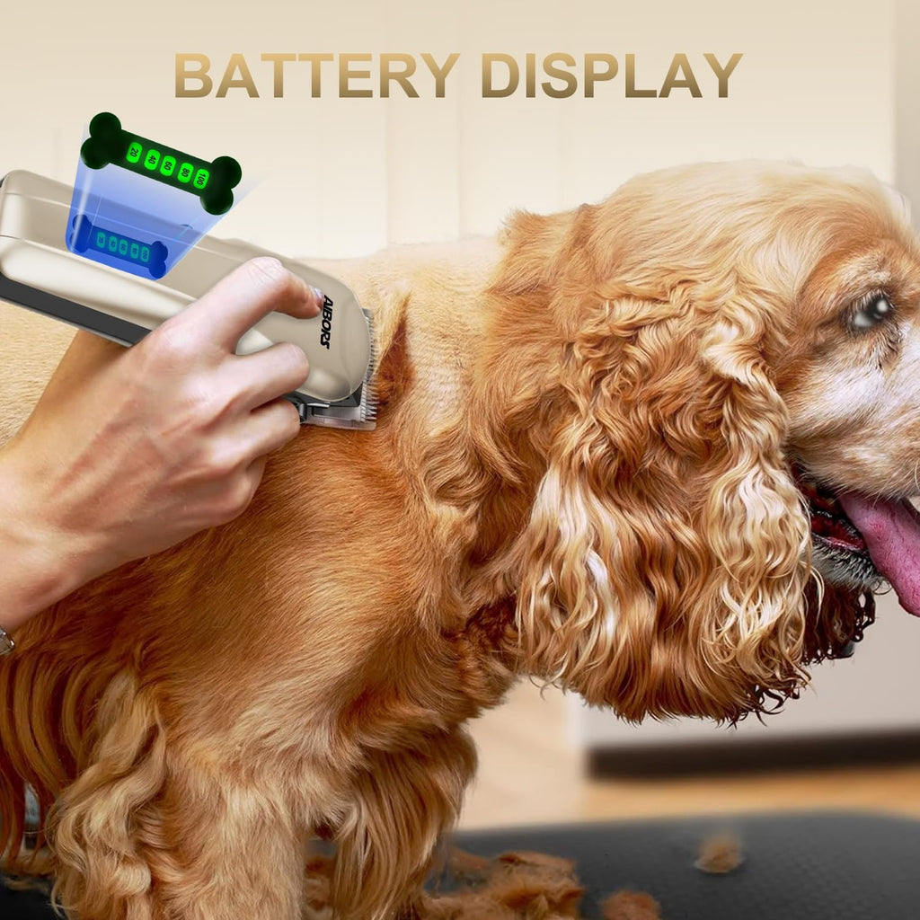 AIBORS professional cordless pet trimmer showing ergonomic handle grip design