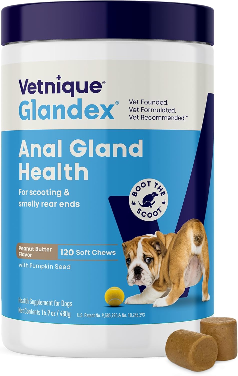 Vetnique Glandex Anal Gland Soft Chew Treats with Pumpkin for Dogs Digestive Enzymes, Probiotics Fiber Supplement for Dogs Boot The Scoot (Peanut Butter Chews, 60 Count) - Image 10