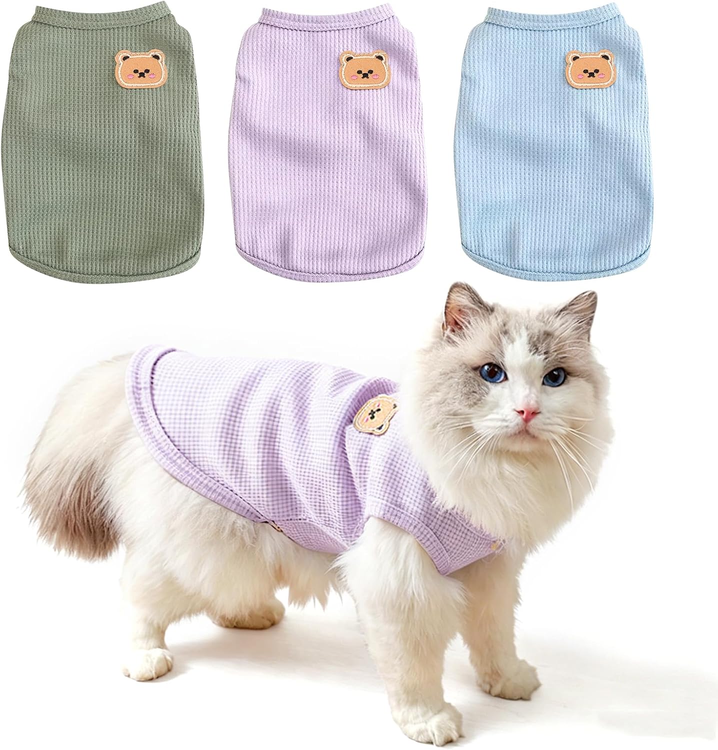 Side profile of pet wearing breathable summer dog vest