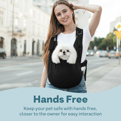 Supet puppy carrier showing safety clip and harness attachment