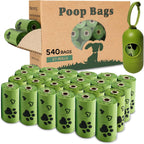 Yingdelai biodegradable dog poop bags 540 count front view pack with green rolls and dispenser