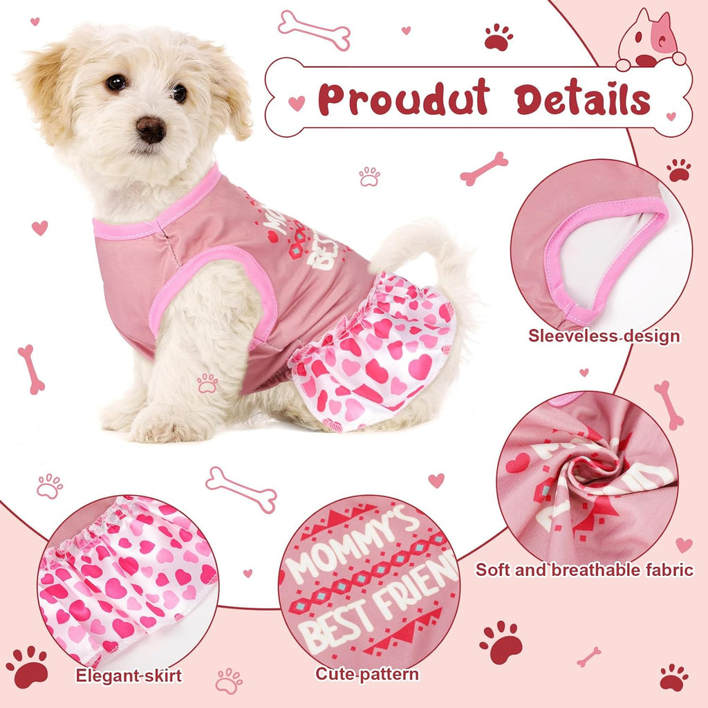 Close up of the breathable polyester fabric and elegant ruffles on the Clysee puppy outfit