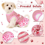 Close up of the breathable polyester fabric and elegant ruffles on the Clysee puppy outfit