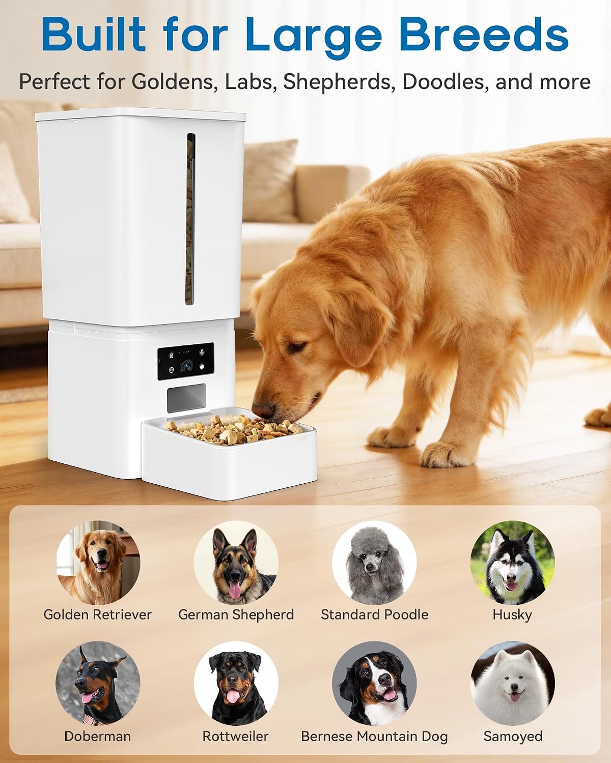 Fifteen liter capacity pet appliance with dual power compartment opened displaying battery backup options