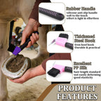 Ergonomic non slip handle horse hoof cleaning brush
