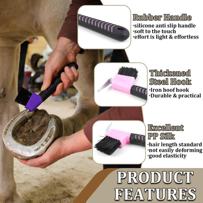 Ergonomic non slip handle horse hoof cleaning brush