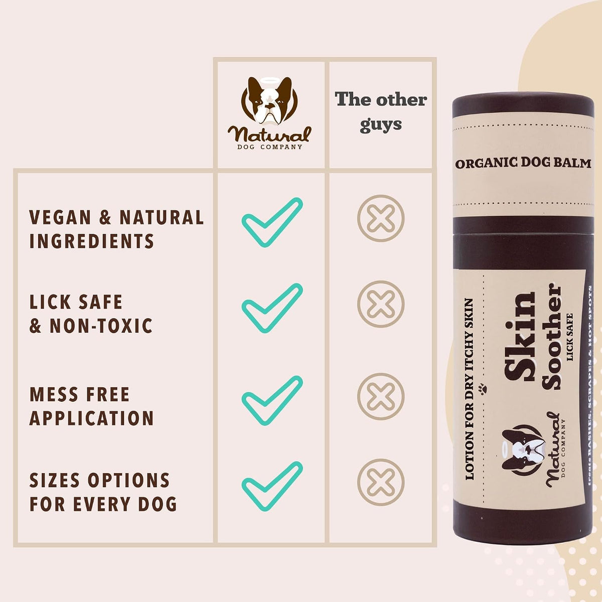Natural Dog Company lick safe dog skin moisturizer stick packaging