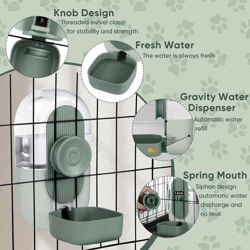 Lemtrflo 28oz Hanging Automatic Water DispenserRabbit Water Bottle,Bunny Guinea Pig Ferret Water Bowl for Cage,Suitable for Small Animal Puppies(Cage Grid Spacing Over 1.2'') (Green) - Image 5