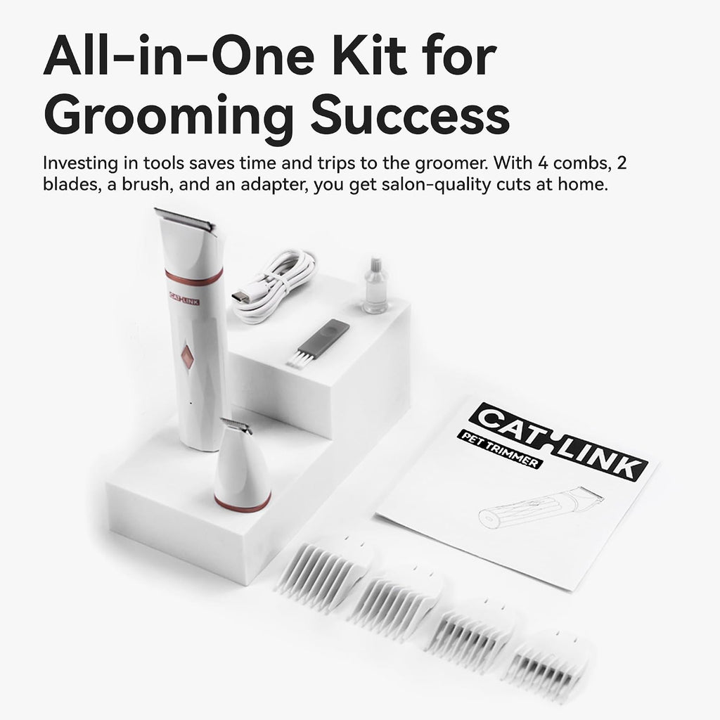 CATLINK premium pet grooming kit packaged neatly showcasing the complete accessories for home grooming.