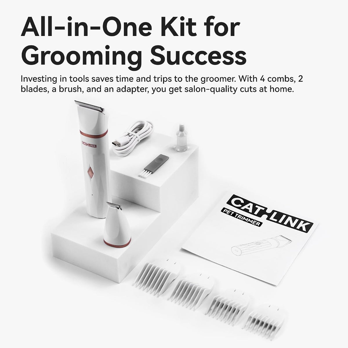 CATLINK premium pet grooming kit packaged neatly showcasing the complete accessories for home grooming.