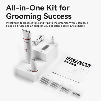 CATLINK premium pet grooming kit packaged neatly showcasing the complete accessories for home grooming.